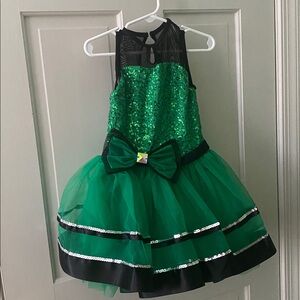 Weissman Emerald Sequin Dance Dress with Bow